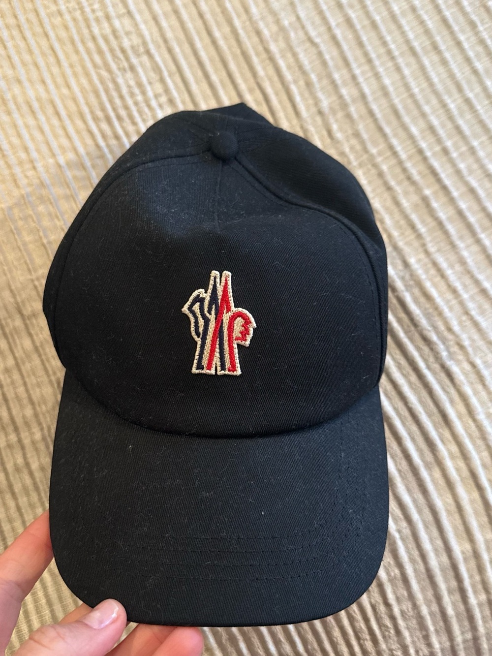 Moncler Navy Baseball Cap with White Logo Patch